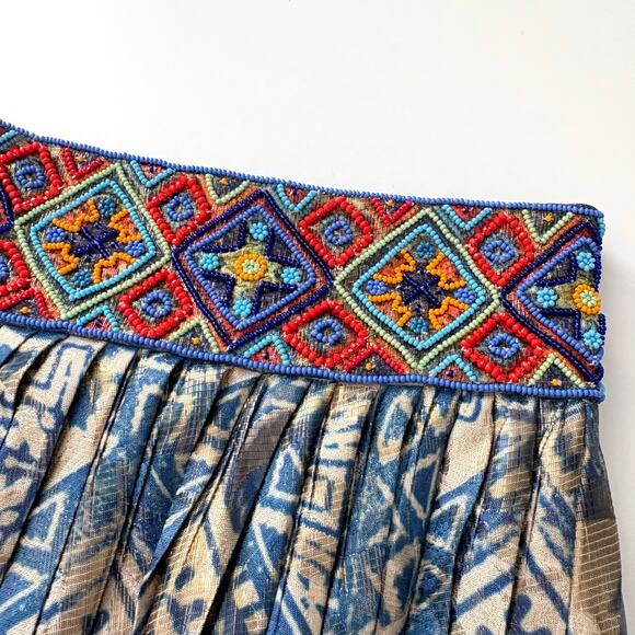 NWT Anthropologie Hemant & Nandita Pleated Beaded Midi Skirt Size XS - Picture 7 of 14